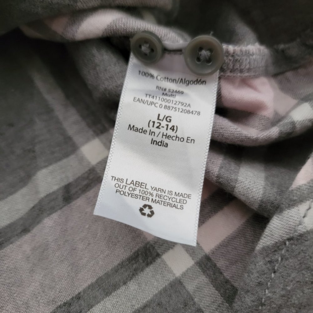Time and Tru Gray and Pink Plaid Flannel Button Down Large - Picture 16 of 16